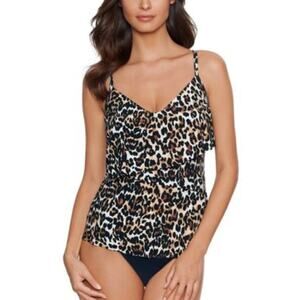 Magicsuit Womens Printed Chloe V-Neck T Leopard 10, NWT